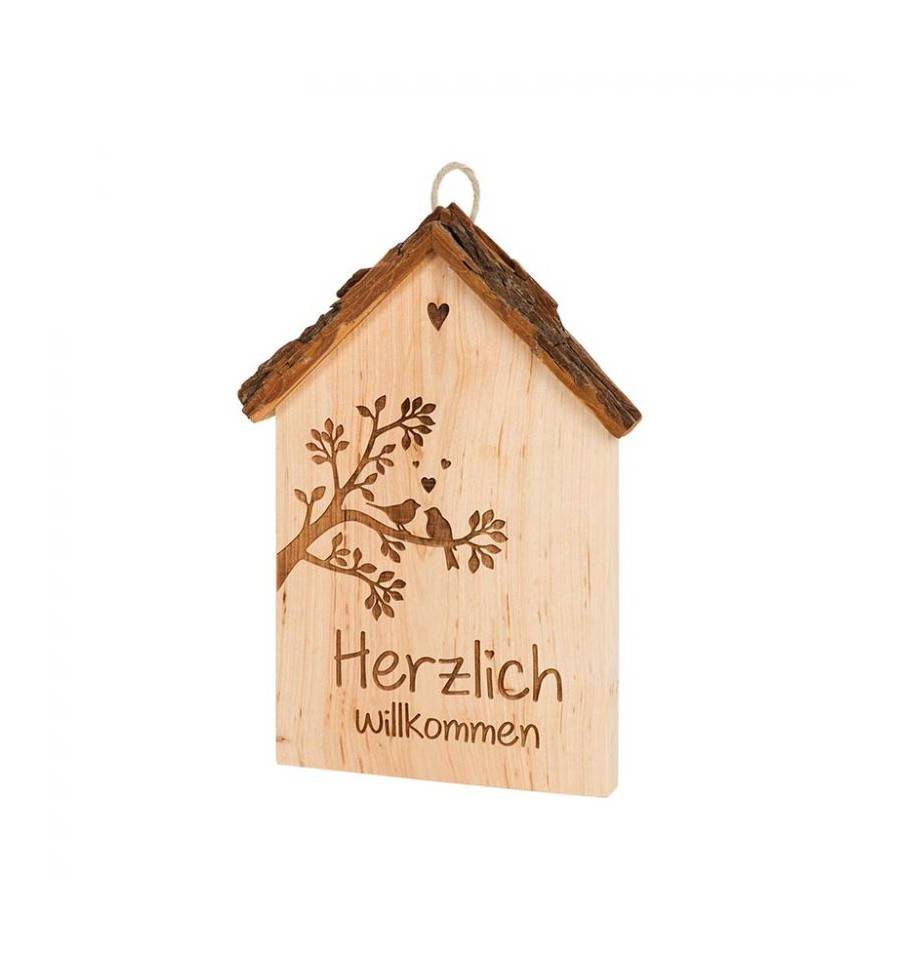 Spruchschild Holz Erle 18 Cm Herzlich Willkommen